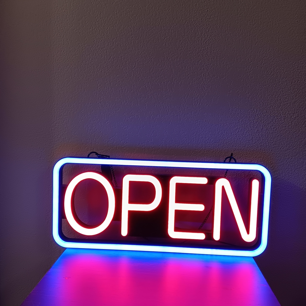 Neon Open Sign in Red and Blue - Picture 5 of 5